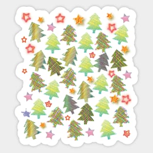 Christmas trees and stars in green Sticker